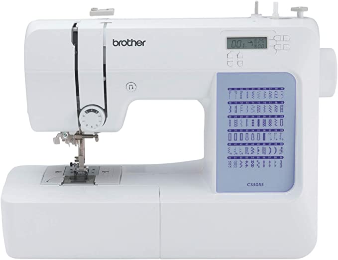 Brother CS5055 Computerized Sewing Machine, 60 Built-in Stitches, LCD Display, 7 Included Feet, White