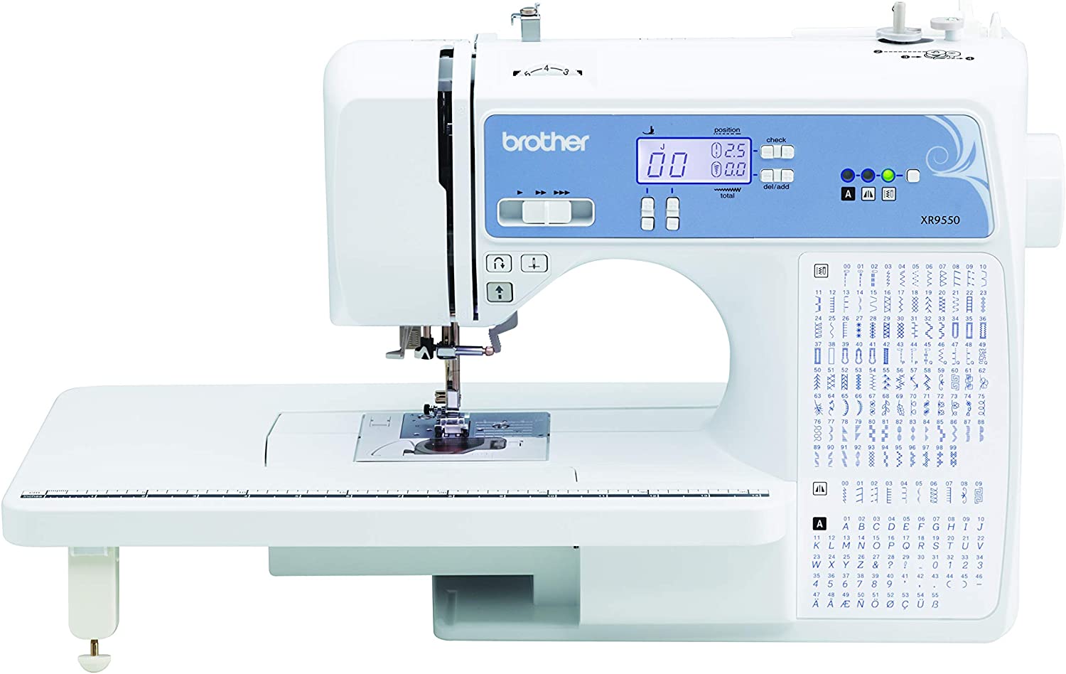 Brother-XR9550-Sewing-and-Quilting-Machine-Computerized-165-Built-in-Stitches-LCD-Display-Wide-Table-8-Included-Presser-Feet-20x12x17-White