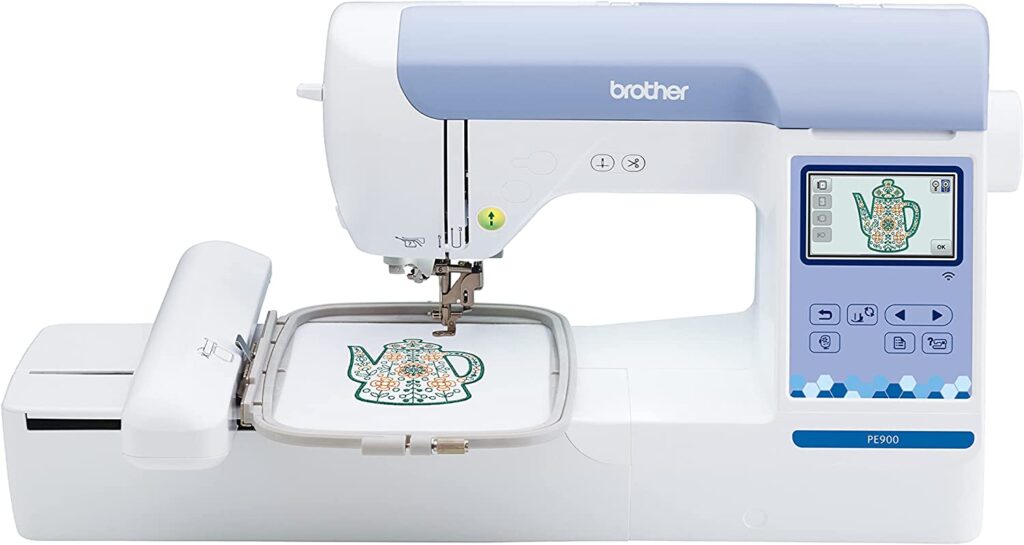 Brother PE800 Embroidery Machine, 138 Built-in Designs, 5" x 7" Hoop Area, Large 3.2" LCD Touchscreen, USB Port, 11 Font Styles