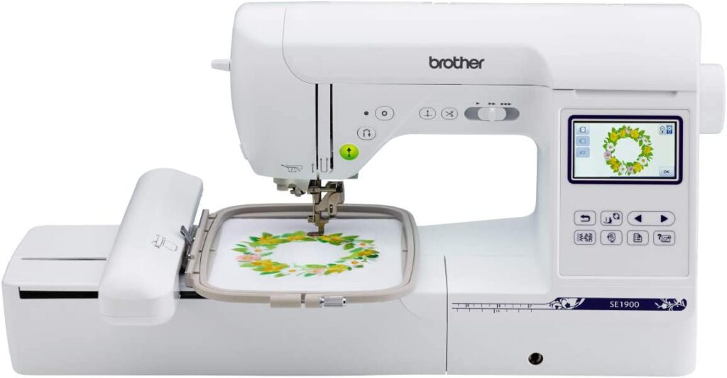 Brother SE1900 Sewing and Embroidery Machine, 138 Designs, 240 Built-in Stitches, Computerized, 5" x 7" Hoop Area, 3.2" LCD Touchscreen Display, 8 Included Feet