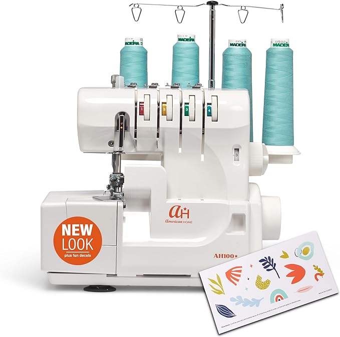 Serger Sewing Machine by American Home, Portable Stitching Machine Easy to Follow Serger Thread 